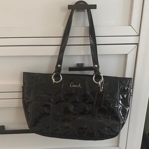 Coach Black Signature Jacquard Tote